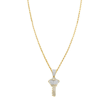 White , Yellow Key Pendant in 10k Gold .4 Ctw
